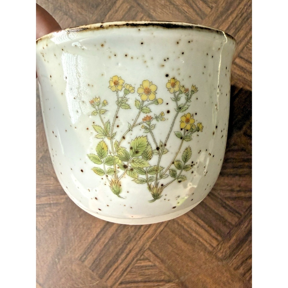 Vintage 70s Counterpoint San Francisco Speckled Floral Flower Pot with Drainage